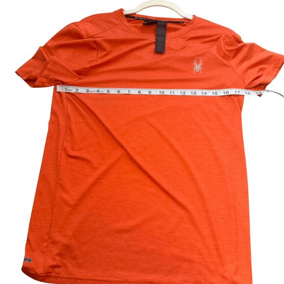 Spyder Active Men's Crew Neck Stretch Short Sleeve Athletic T-Shirt Orange Small - Picture 5 of 7